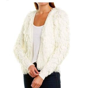 1.STATE White Loop Stitch Cardigan Sweater Womens Sz Small